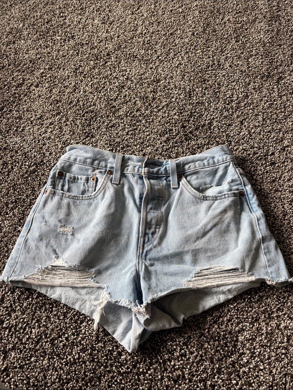 Levi's Light Blue Distressed Denim Shorts